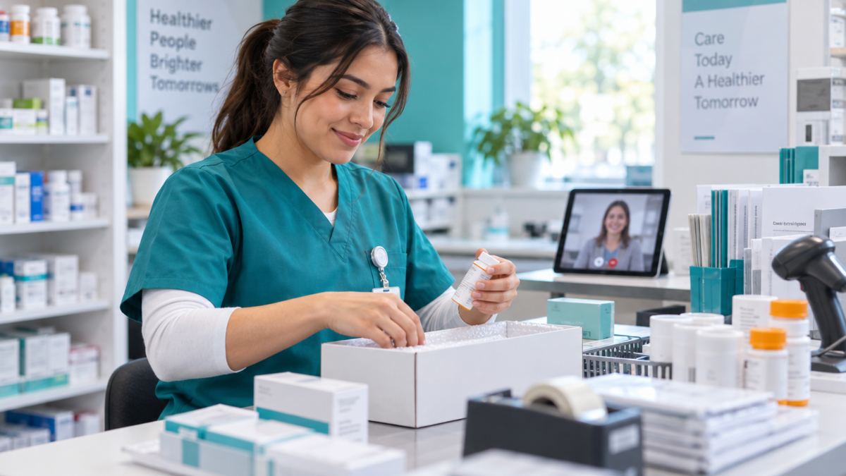 Technician packing patient orders